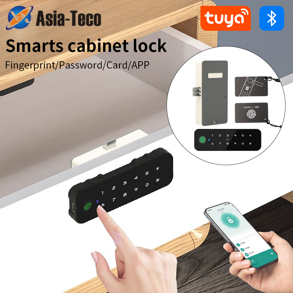 Furniture Hardware Supplies - Tuya Bluetooth Smart Wood Cabinet Fingerprint