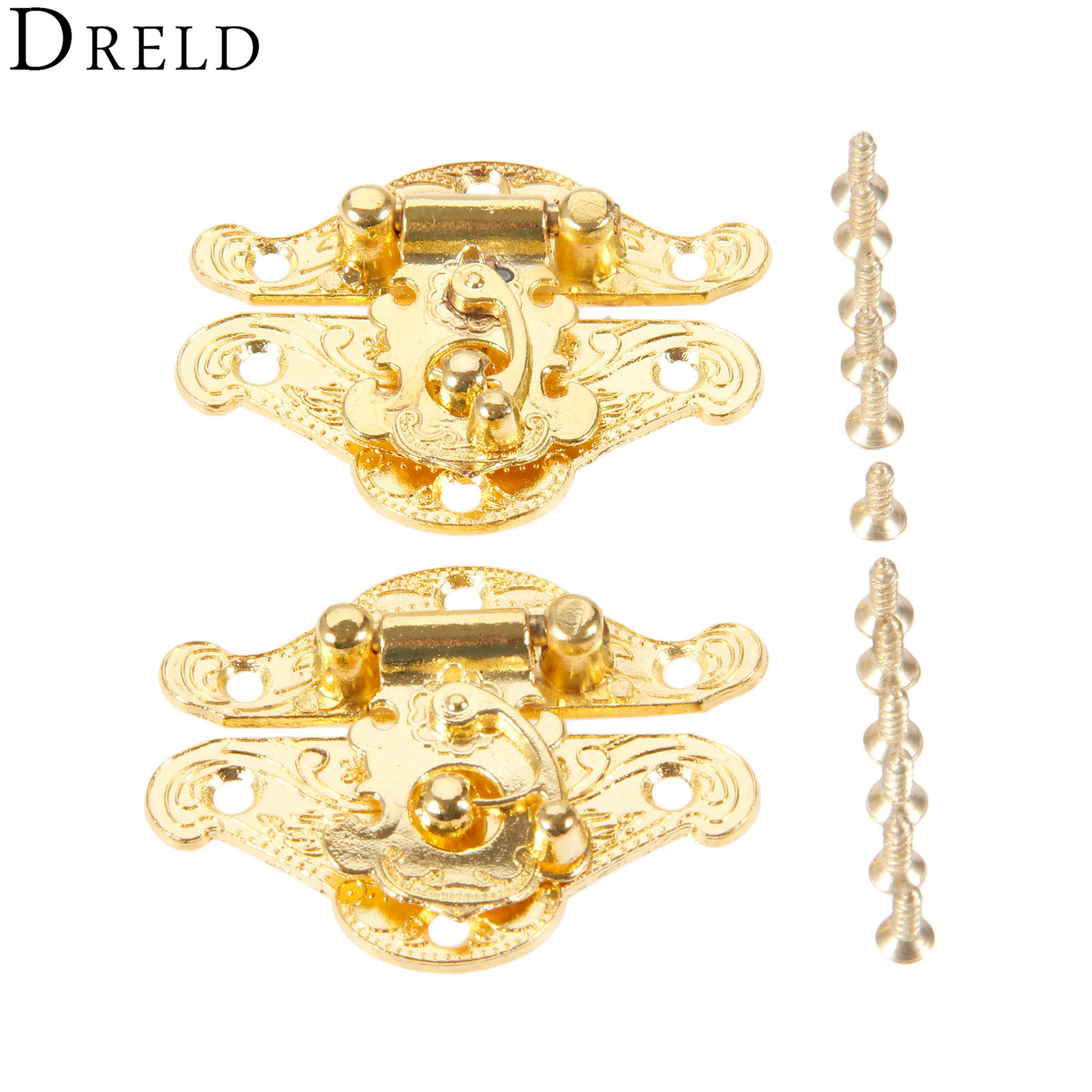 DRELD 2Pcs Antique Gold Box La - Furniture Interlocking Hardware ulasan dan harga