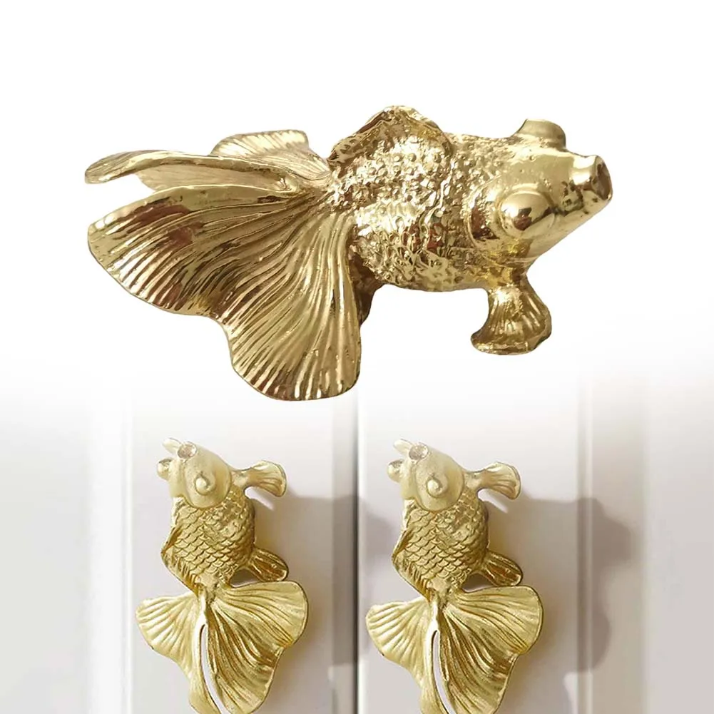 1pc Goldfish Knob Solid Brass  - Unique Furniture Hardware Pulls ulasan dan harga